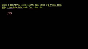 Polynomial word problem: total value of bills