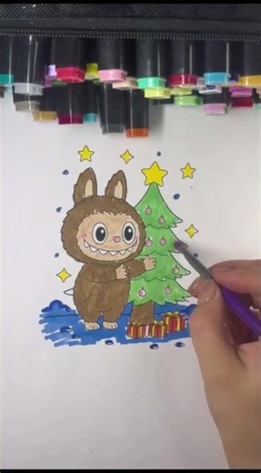 Watch This Cute Labubu Transform into a Sparkly Christmas Masterpiece #labubu #satisfying #art