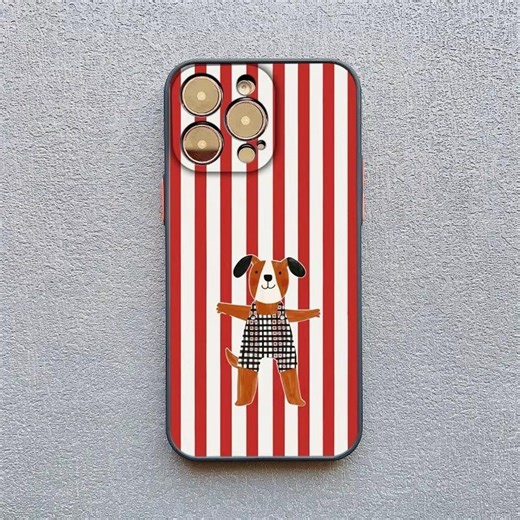 Cute Dog Aesthetic Phone Case for iPhone 17 16 15 14 13 12 11 Pro Max Plus Mini Cartoon Puppy Striped iPhone Cover Dog Lover Gift - Etsy