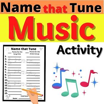 Name that Tune Sheets Music Song Activity Worksheet Resource Songs
