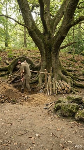 He build the huge oak tree to his home #restoration #forestliving #asmr