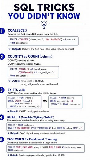 5 SQL Tricks You Didn't Know | SQL Tips Every Data Engineer Should Learn 🔥