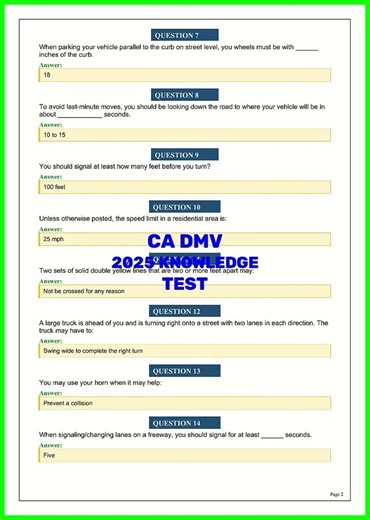 CA DMV 2025 KNOWLEDGE TEST video