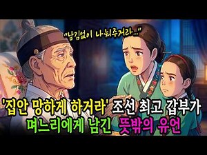 "내가 죽거든, 모두 나눠주고 폭싹 망해야 한다" 조선 최고 갑부 시아버지의 간곡한 유언| 야담 | 옛날이야기 | 민담 | 수면동화 | 오디오북