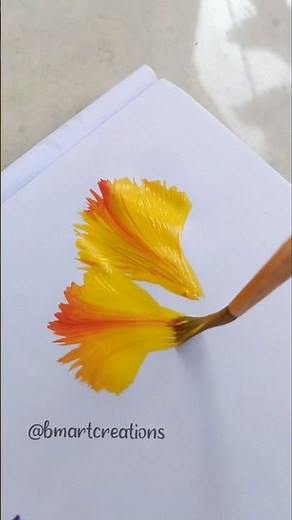 Try this!🤯 Creative One stroke painting (⁠ʘ⁠ᴗ⁠ʘ⁠✿⁠) #shorts #paintingeasy #canvaspainting #flowerart