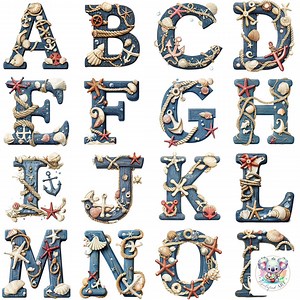 Nautical Alphabet Clipart: Marine-themed Letters (digital PNG) - Etsy Australia