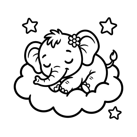 Baby Elephant Svg, Cute Elephant Svg, Elephant Sleeping Cloud Outline Svg, Baby Elephant Clipart, Instant Download - Etsy
