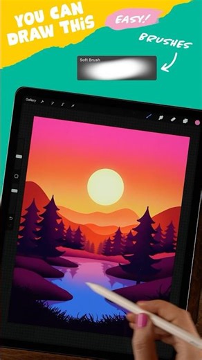 Easy Landscape Drawing #artwithflo #procreatetutorial