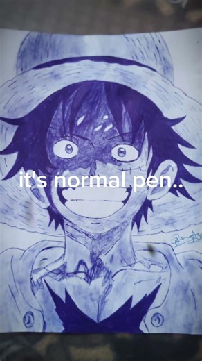#pen art #luffy #drawing #₹3pen