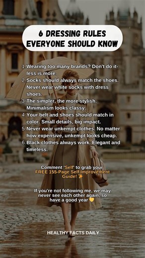 6 Dressing Rules Everyone Should Know ✨ Healthy Facts Daily • Tag, Share & Comment With All Friends ❤ • • Follow @healthyfactsdaily before we go to private • • #instafacts #factz700 #factz #generalknowledge #fact #realfacts #factsdaily #didyouknow #truefacts #knowledge #theuntoldfact #amazingfacts #worldfacts #didyouknowfacts #doyouknow #facts700 #facts #dailyfact #psychologyfact #factbyscience #knowledgebygooogle #mindblowing #knowledgedays #interestingfacts #knowledgeispower #psychologyfacts #