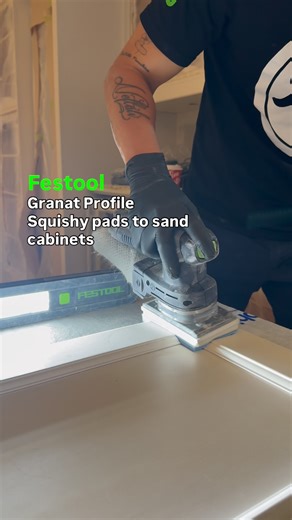 2.9K views · 335 reactions | Sanding cabinet profiles can be difficult sometimes but the new Granat profile pads just made my life easier✅ @festoolcanada #FestoolCordlessPower #FestoolTrackSaws, and #FestoolSanders #Festool #FestoolCanada #sandingwood #sanding #cabinetpainting #paintingbusiness | Cabinet Trade Painting Inc. | Facebook