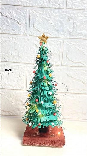 DIY Mini Christmas Tree 🎄 | Easy Paper Craft with Lights ✨ #diy #christmas #tree #christmastree