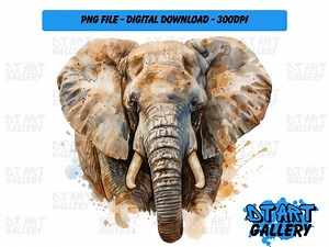 African Elephant Watercolour Style Clipart - Digital Download - High Quality PNG File - Perfect for T-shirts, Stickers, Mugs & More - Etsy Canada