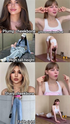 Plump Cheekbones + Sharp Cheekbones + Tall Height Look | Simple Exercises for Face & Posture ✨