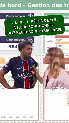 Quand tu réussis enfin à faire fonctionner une RECHERCHEV sur Excel… #excel #tutosurexcel #organisation #productivité #tableaucroisédynamiques