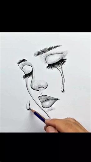 Easy Crying Girl Pencil Drawing Tutorial