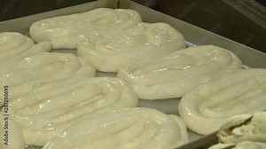 Making pies in a traditional way. Cheese pie.