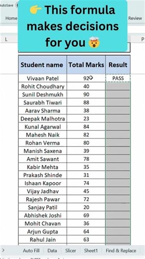 👉 IF Formula in Excel ⚡ Formula Decides Pass or Fail 😳