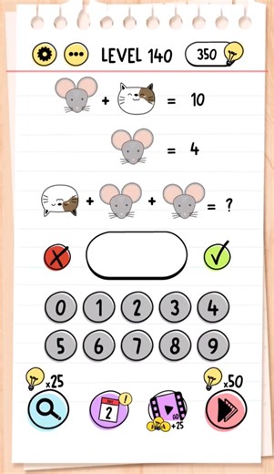 Brain Test Level 140: Tricky Cat & Mouse Math Puzzle! 🐱🐭💡