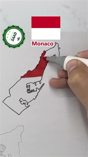Monaco flag map drawing 🇲🇨 | dessin de la carte du drapeau de Monaco