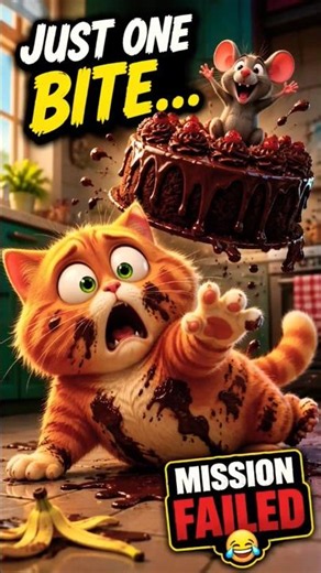 The Greedy Orange Cat 🍰🐱 | Funny Cartoon Animation with a Hilarious Twist! 😂 #shorts