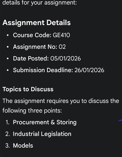 Assignment Details: Course Code: GE410 Assignment No: 02 Date P... | Filo