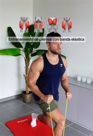 Rutina de piernas con banda elástica 💪 Ejercicios simples para entrenar en casa. Trabaja glúteos, cuádriceps e isquiotibiales 🔥 Guárdalo y pruébalo 🇪🇸 #piernas #bandaselasticas #entrenamientoencasa #rutinafitness #ejercicios