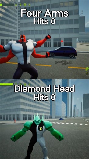 Four Arms Vs Diamond Head Damage Test #ben10 #game