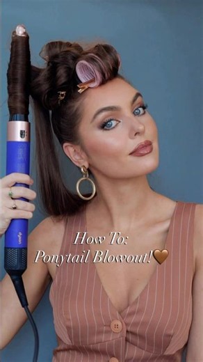 Dyson Airwrap Tutorial 🤎 The Ponytail Blowout! #hair #hairtutorial #dyson