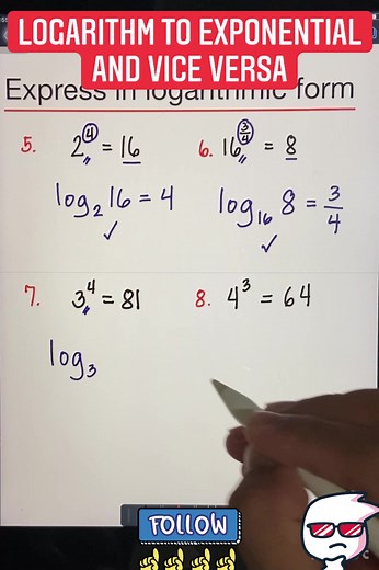 95K views · 5.9K reactions | Converting logarithmic form to exponential form and vice versa #GeneralMathematics | Prof D | Facebook