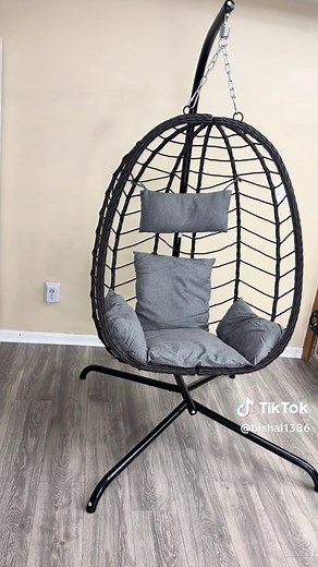 Hanging Chair Unboxing.Indoor and Outdoor Universal Hanging Basket Chair with Stand, Hand-Woven PE Rattan Swing Chair with FallFreshness Cushion, Adjustable Chain Length, Suitable for Bedroom, Balcony, Garden.@WTFGO #creatorsearchinsights #chair #eggchair #swingchair #onsale