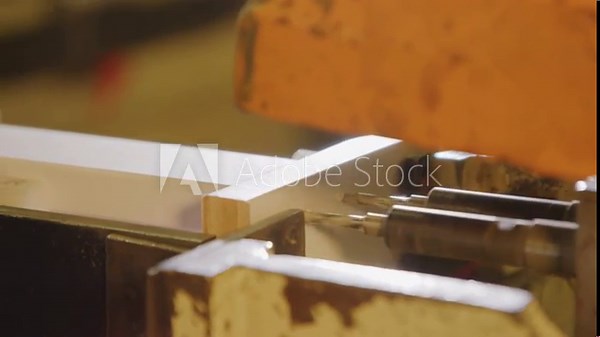 Hand cutting foam layer for boxspring bed manufacturing, close-up, factory setting Stock Video