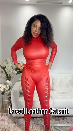 Laced Leather Catsuit: I love this outfit OMG!🤭 #leather #catsuit #tryon #fashion Try on haul today