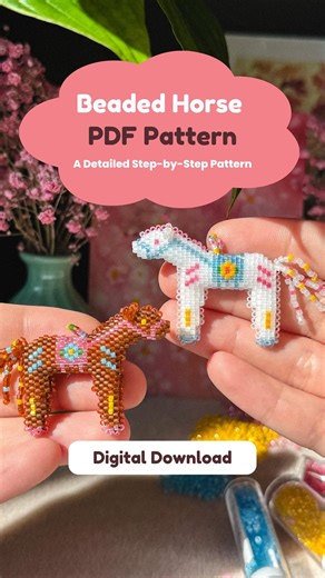 3D Beaded Horse PDF Pattern | Peyote & Brick Stitch Tutorial | DIY Animal Charm | Advanced Beginner Step-by-Step Bead Pattern