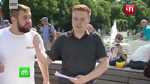 Russian reporter punched on air