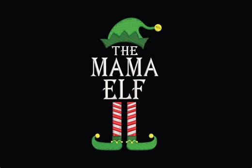 The Mama Elf Christmas Embroidery Design, the Mama Elf Machine Embroidery Design, 4 Sizes, Digital Download - Etsy