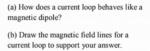 (a) How does a current loop behaves like a magnetic dipole?(b)... | Filo