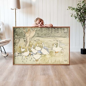 Vintage Geese Painting: Framed Cotton Canvas, Kids Nursery Art | F581 - Etsy