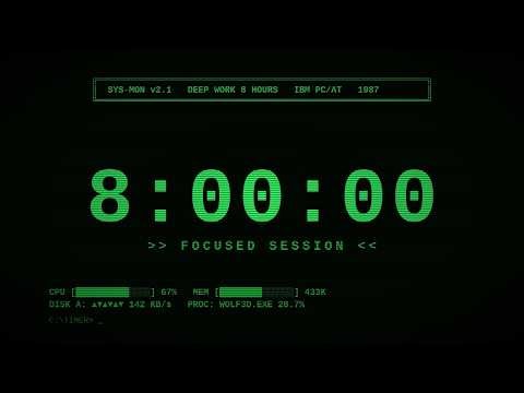 8 Hour Deep Focus Timer 🖥️ CRT Terminal Aesthetic | Study & Work Timer with Alarm