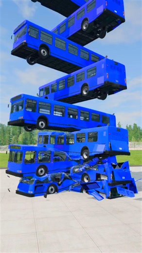 Buses Falling Crash Test BeamNG drive shorts 🌈😱😱 8
