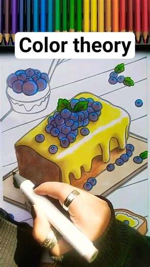 ✨Blueberry Cake✨💙😋 #colortheory #art #shorts #drawing #coloring #color #creative #ohuhumarkers