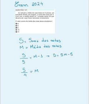 Questão de matemática Enem 2024 - Média das notas - Prova azul