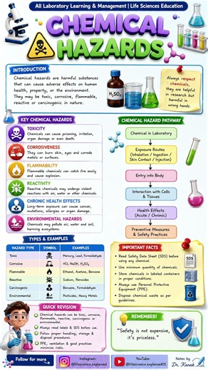 🧪⚠️ Chemical Hazards in Laboratory | Quick Revision 📖.