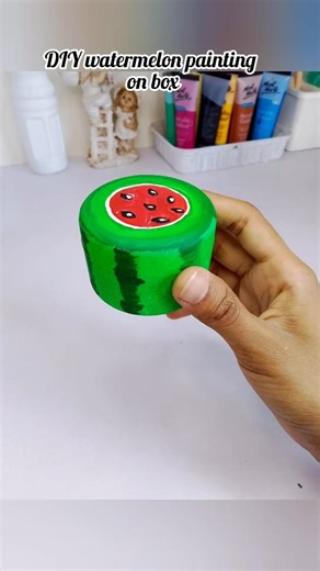 DIY mini storage box 🍉🖌️ #youtubeshorts #shorts #miniart #art #diy #creaturebox #craft #watermelon