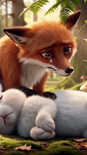The fox cries over the death of the rabbit.