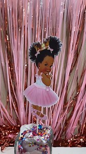 Little Princess Centerpieces Baby Shower Table Decoration 10 inches Pink Gold African American Black Royal Birthday Cake Topper