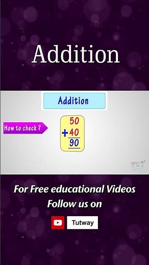 Addition | Cross check answers after Addition or Subtraction | Math