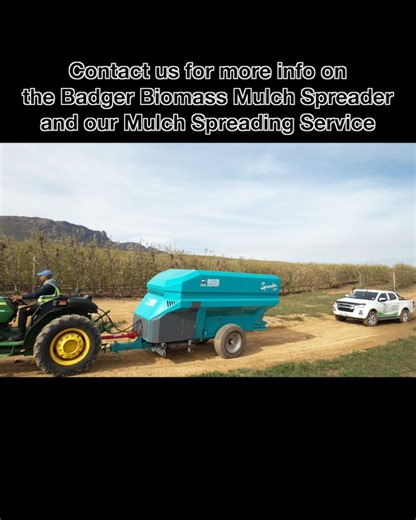 Efficient Mulching Made Easy! 🌱 The Badger Biomass Mulch Spreader is designed to meet every grower’s needs, available in 3 practical sizes: 4 m³ Vineyard Spreader 6 m³ Orchard Spreader 9 m³ Orchard Spreader Perfect for vineyards and orchards, these spreaders ensure uniform mulch distribution to boost soil health and moisture retention. 💡 A new lime spreader option can also be fitted for even greater versatility! Contact us to learn more about the Badger Biomass Mulch Spreader and our professio