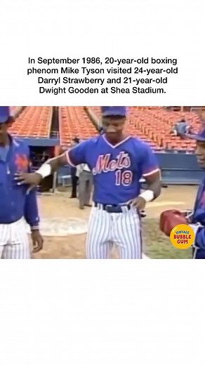 Vintage Bubble Gum on Instagram: "In September 1986, 20-year-old boxing phenom Mike Tyson visited 24-year-old Darryl Strawberry and 21-year-old Dwight Gooden at Shea Stadium. The following month, Strawberry and Gooden helped lead the New York Mets to victory in the World Series. In November of that year, @miketyson became the youngest Heavyweight Champion in boxing history. 👉 Congratulations to @darrylstrawberry18, who will be joining former teammate @docgooden16 later today in getting his numb