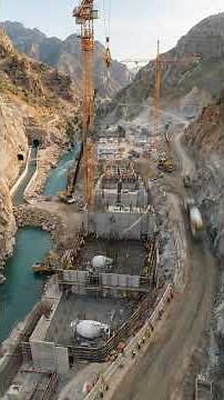 Water dam construction time-lapse